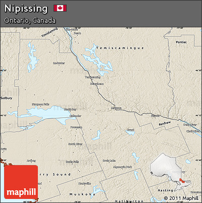 Shaded Relief Map of Nipissing