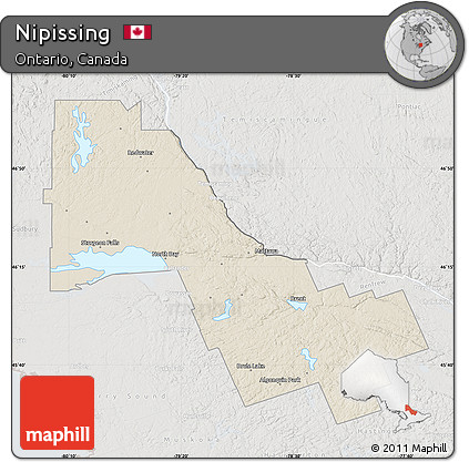 Shaded Relief Map of Nipissing, lighten, semi-desaturated