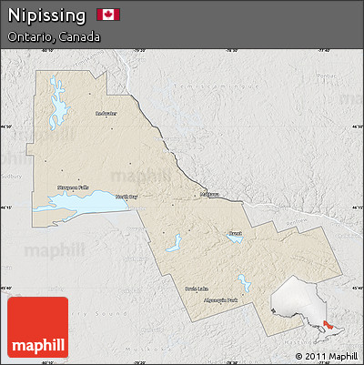 Shaded Relief Map of Nipissing, lighten, semi-desaturated