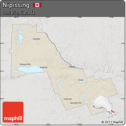 Shaded Relief Map of Nipissing, lighten, semi-desaturated