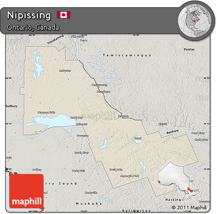 Shaded Relief Map of Nipissing, semi-desaturated