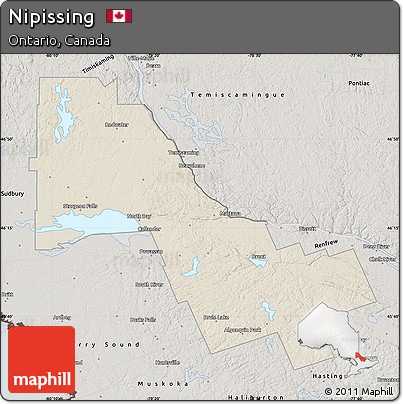 Shaded Relief Map of Nipissing, semi-desaturated
