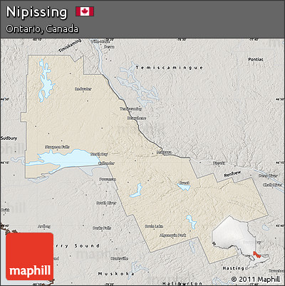 Shaded Relief Map of Nipissing, semi-desaturated