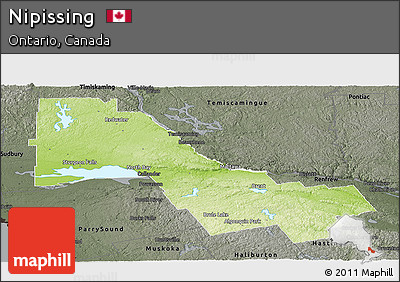 Physical Panoramic Map of Nipissing, darken, semi-desaturated