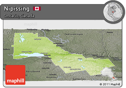 Physical Panoramic Map of Nipissing, darken, semi-desaturated