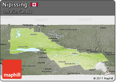 Physical Panoramic Map of Nipissing, darken, semi-desaturated