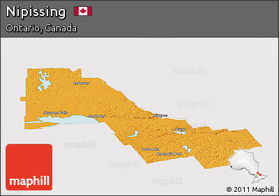 Political Panoramic Map of Nipissing, cropped outside
