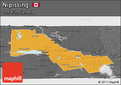 Political Panoramic Map of Nipissing, darken, desaturated