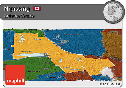 Political Panoramic Map of Nipissing, darken