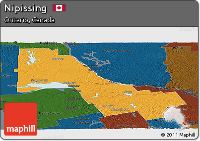 Political Panoramic Map of Nipissing, darken