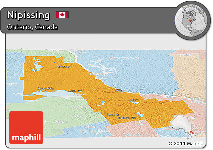 Political Panoramic Map of Nipissing, lighten