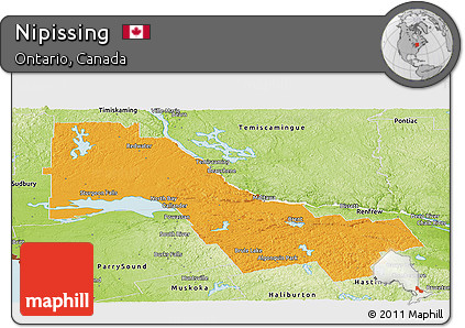Political Panoramic Map of Nipissing, physical outside