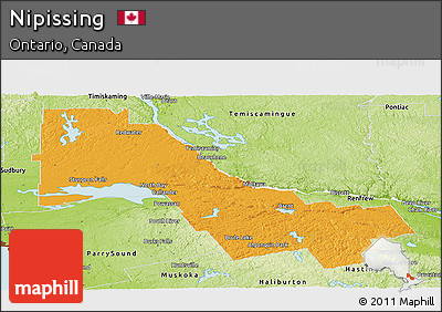 Political Panoramic Map of Nipissing, physical outside