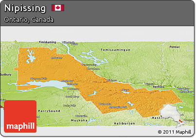 Political Panoramic Map of Nipissing, physical outside