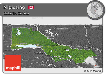 Satellite Panoramic Map of Nipissing, desaturated