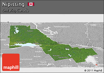 Satellite Panoramic Map of Nipissing, lighten, desaturated