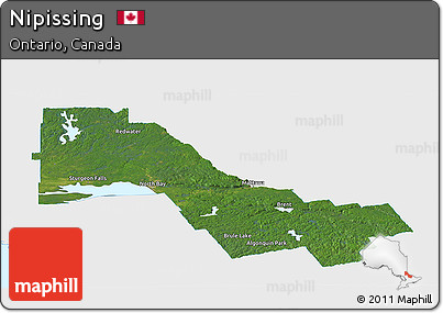 Satellite Panoramic Map of Nipissing, single color outside