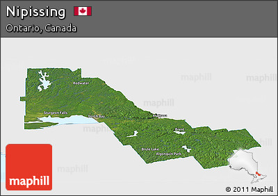 Satellite Panoramic Map of Nipissing, single color outside