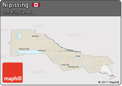 Shaded Relief Panoramic Map of Nipissing, cropped outside