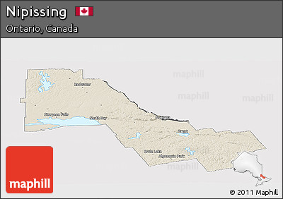Shaded Relief Panoramic Map of Nipissing, cropped outside