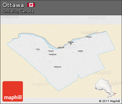 Classic Style 3D Map of Ottawa, single color outside