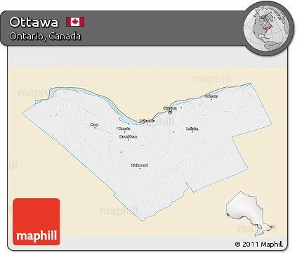 Classic Style 3D Map of Ottawa, single color outside