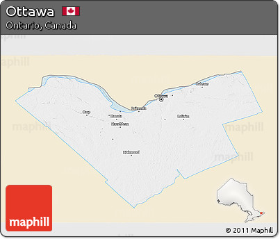 Classic Style 3D Map of Ottawa, single color outside