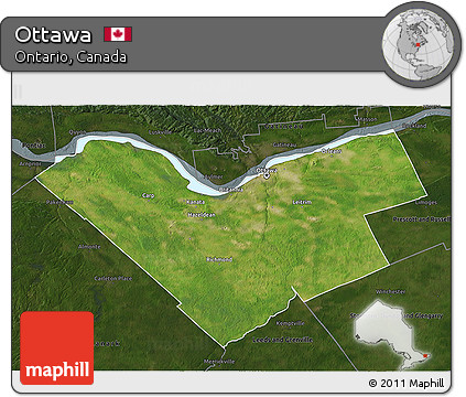 Satellite 3D Map of Ottawa, darken