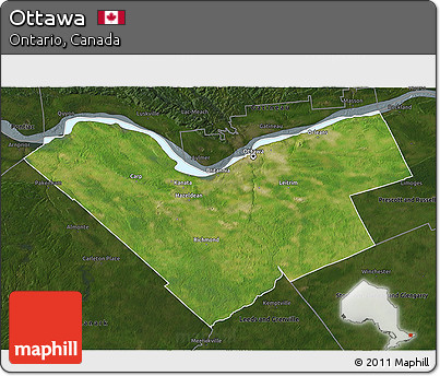 Satellite 3D Map of Ottawa, darken