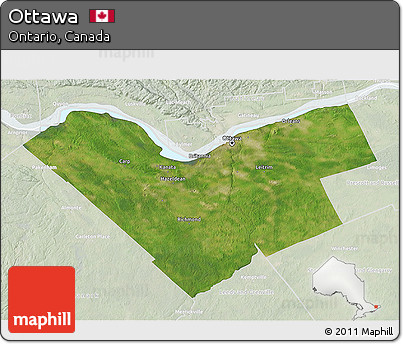 Satellite 3D Map of Ottawa, lighten