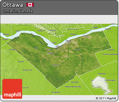 Satellite 3D Map of Ottawa, physical outside