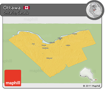 Savanna Style 3D Map of Ottawa, single color outside