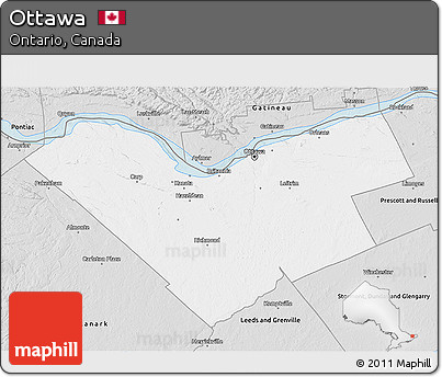 Silver Style 3D Map of Ottawa