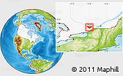 Physical Location Map of Ottawa, highlighted country