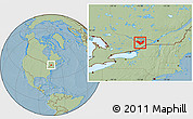 Savanna Style Location Map of Ottawa, hill shading