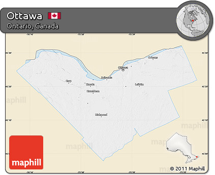 Classic Style Map of Ottawa, single color outside