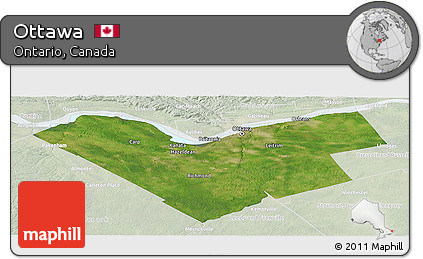 Satellite Panoramic Map of Ottawa, lighten