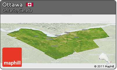 Satellite Panoramic Map of Ottawa, lighten