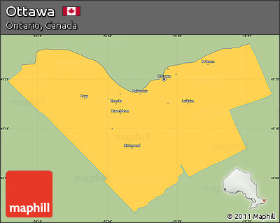 Savanna Style Simple Map of Ottawa, single color outside