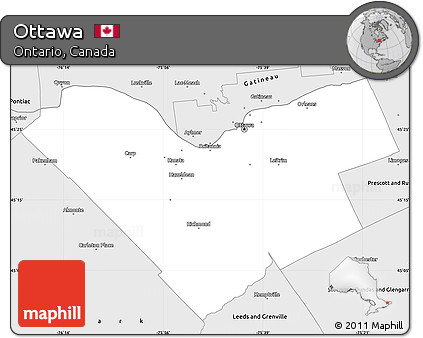 Silver Style Simple Map of Ottawa