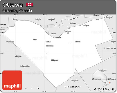 Silver Style Simple Map of Ottawa