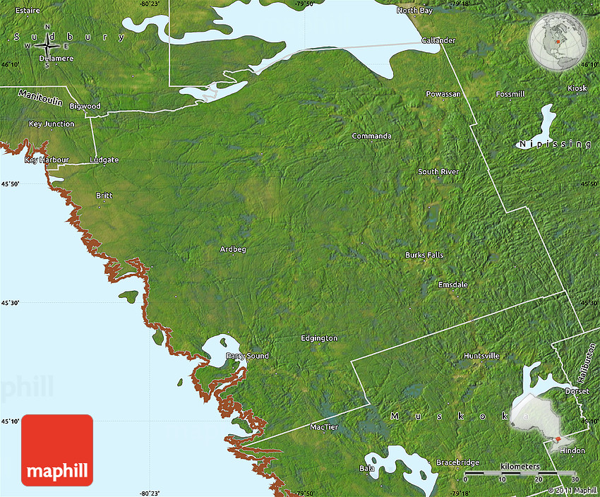 Satellite Map of Parry Sound