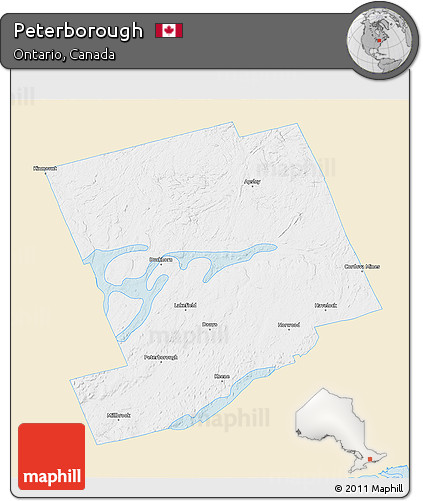 Classic Style 3D Map of Peterborough, single color outside