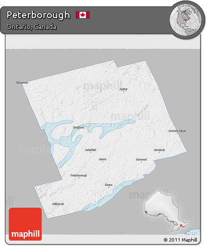 Gray 3D Map of Peterborough, single color outside