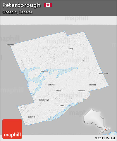 Gray 3D Map of Peterborough, single color outside