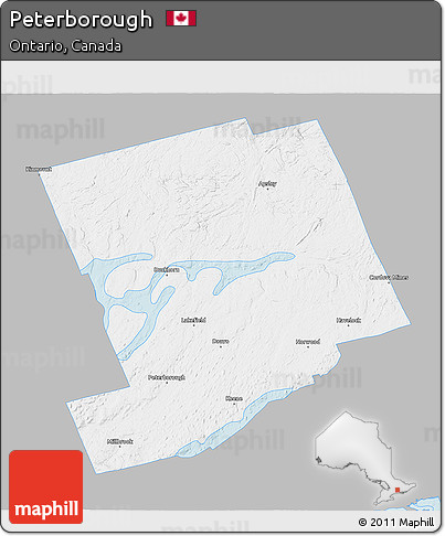 Gray 3D Map of Peterborough, single color outside