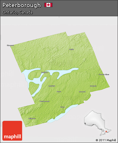 Physical 3D Map of Peterborough, cropped outside