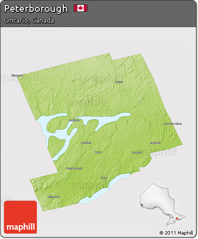 Physical 3D Map of Peterborough, cropped outside