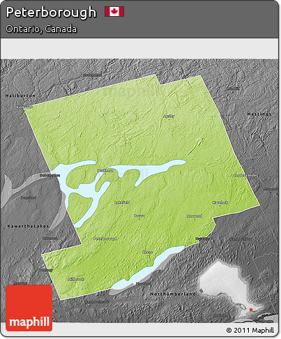 Physical 3D Map of Peterborough, darken, desaturated