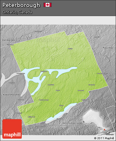 Physical 3D Map of Peterborough, desaturated